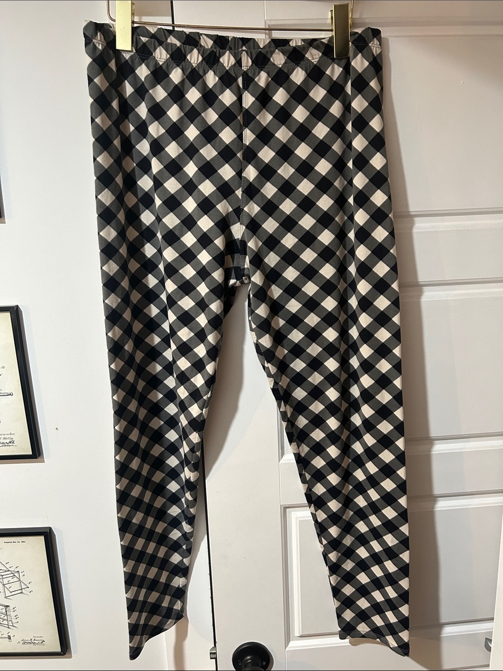 Agnes & Dora Black and White Buffalo Check Leggings